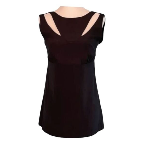 Nicole Miller Cut-Out Blouse Black Silk Sleeveless Back Zipper High Neck S - Picture 1 of 6